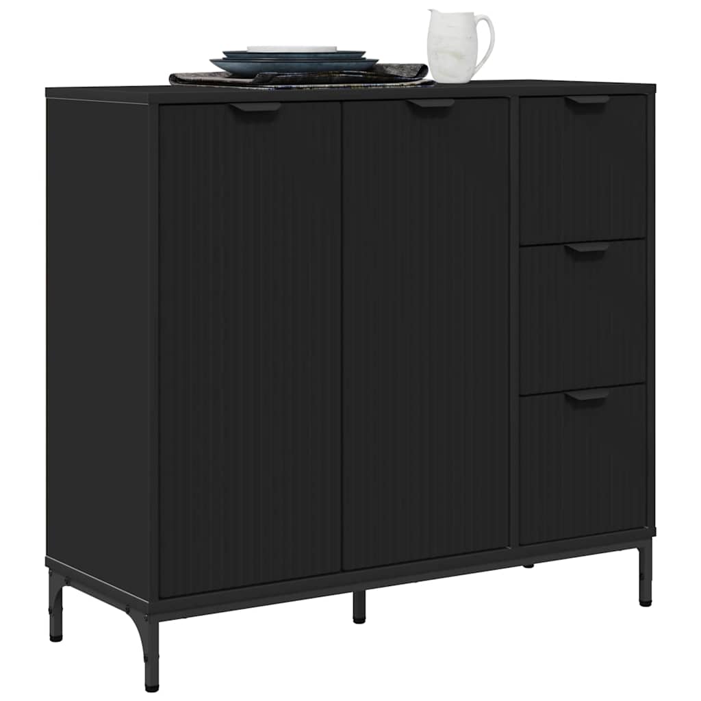 Buffet Noir 89,5 x 33 x 82 cm Bois d'ingénierie