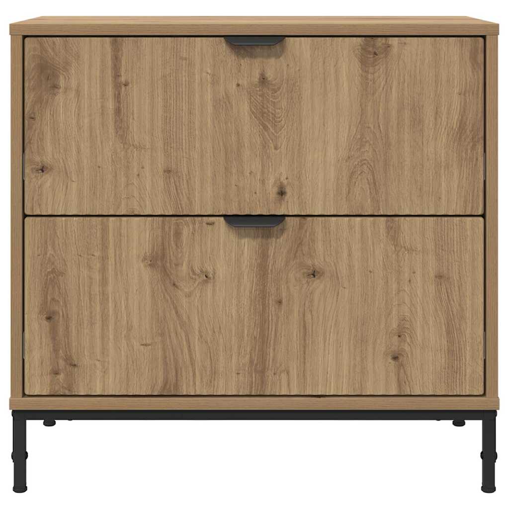 Table de chevet avec tiroir chêne artisanal 63,5 x 36 x 61 cm - XIOS