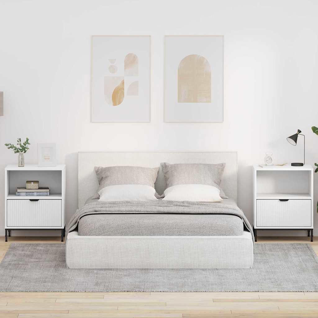 Tables de chevet 2 pcs Blanc 49 x 36 x 61 cm Bois d'ingénierie - XIOS