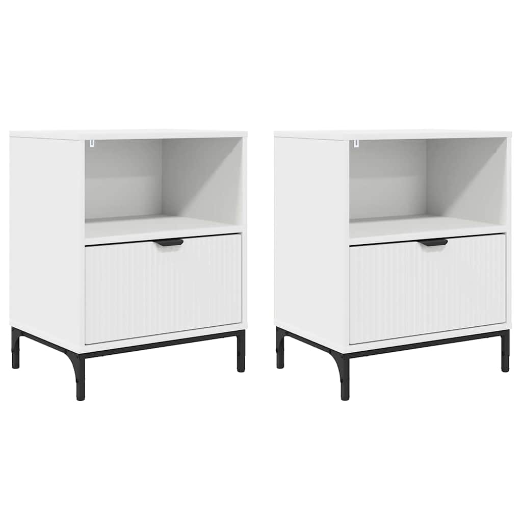 Tables de chevet 2 pcs Blanc 49 x 36 x 61 cm Bois d'ingénierie - XIOS