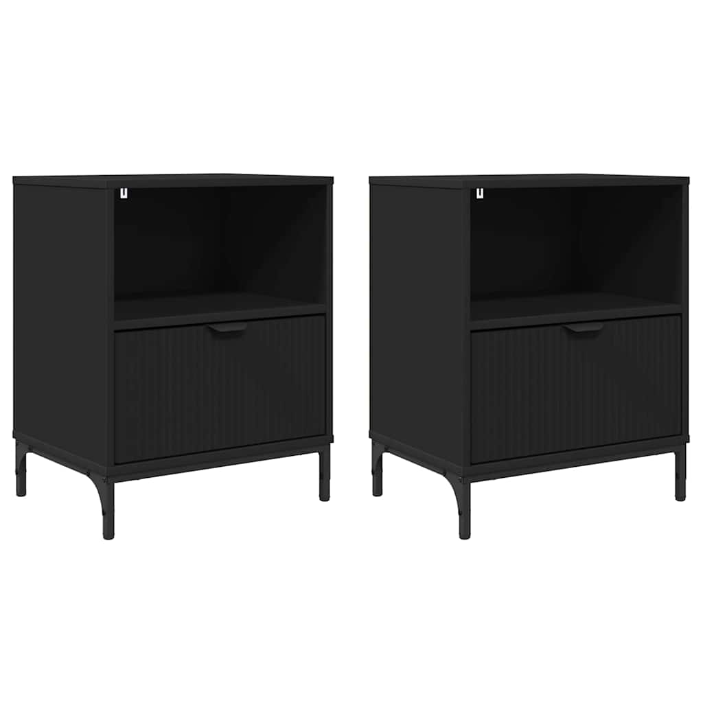Tables de chevet 2 pcs Noir 49 x 36 x 61 cm Bois d'ingénierie - XIOS