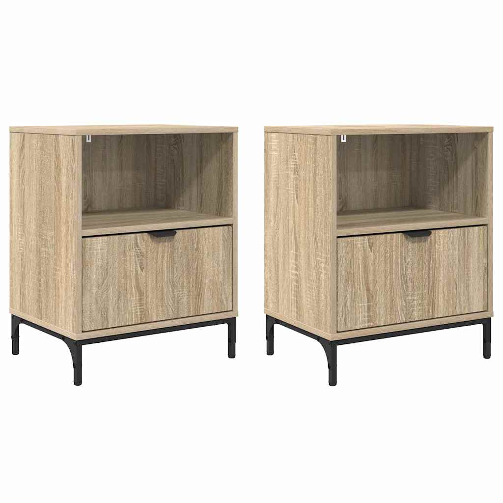 Tables de chevet avec tiroir 2 pcs Chêne sonoma 49 x 36 x 61 cm - XIOS