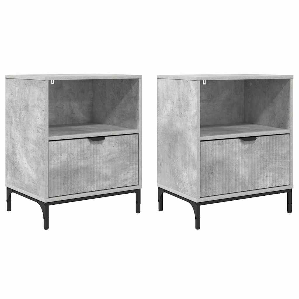 Tables de chevet avec tiroir 2 pcs Gris béton 49 x 36 x 61 cm - XIOS