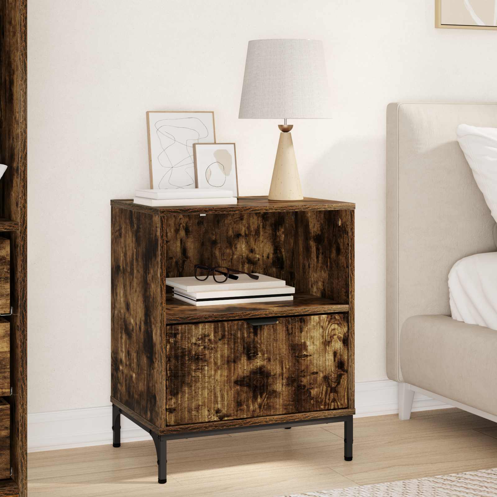 Cabinet de chevet Chêne fumé 49 x 36 x 61 cm Bois d'ingénierie - XIOS