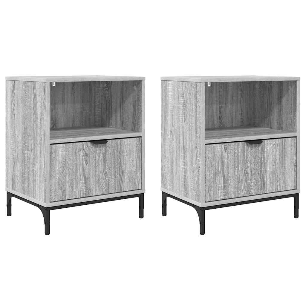 Tables de chevet avec tiroir 2 pcs Sonoma gris 49 x 36 x 61 cm - XIOS