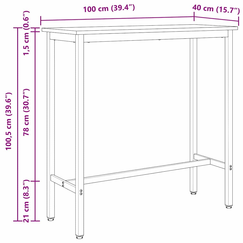 table Bois ancien 100 x 40 x 100,5 cm - XIOS