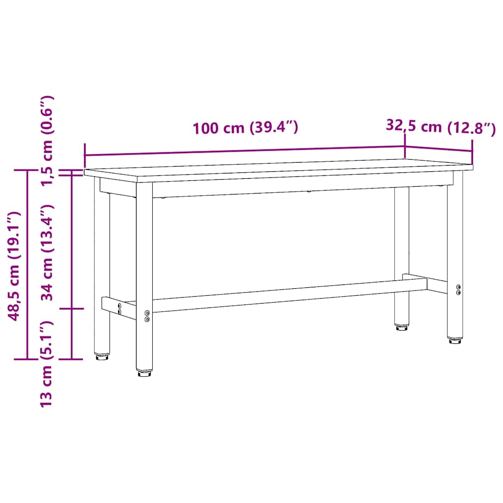 Banc de salle à manger Gris Sonoma 100 x 32,5 x 48,5 cm - XIOS