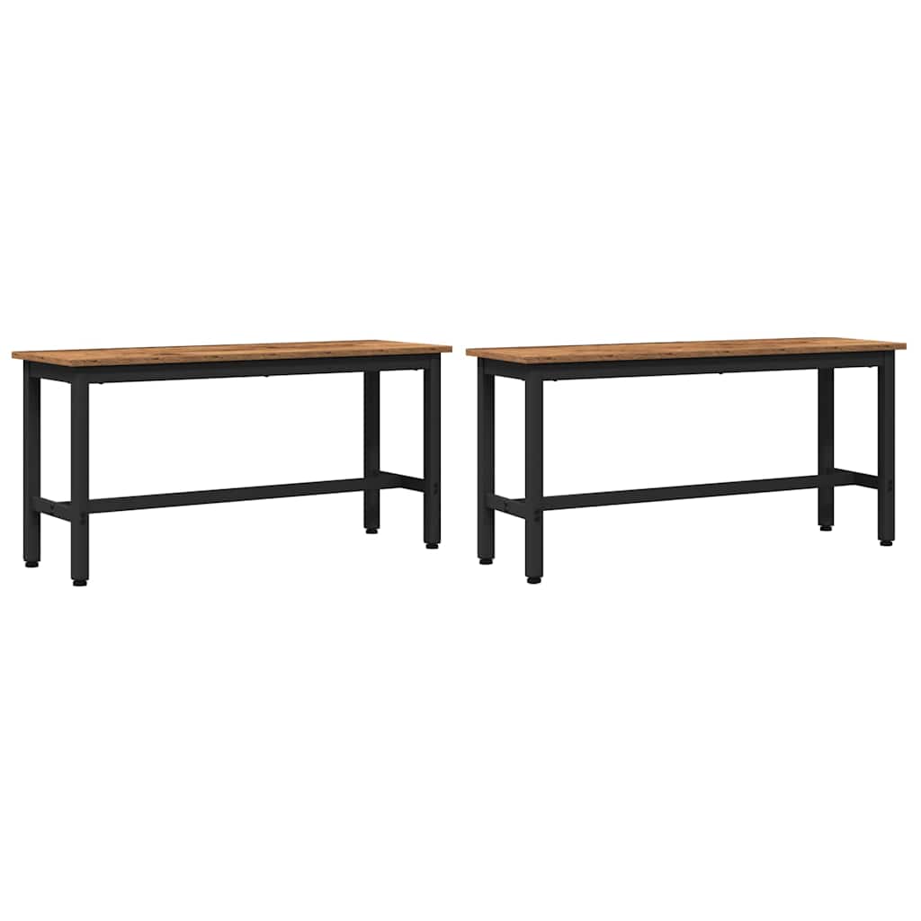 Banc de salle à manger 2 pcs Bois ancien 100 x 32,5 x 48,5 cm - XIOS