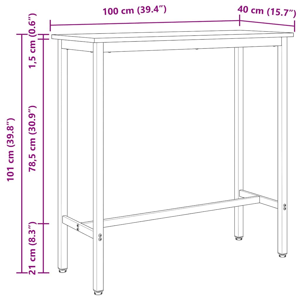 table Naturel 100 x 40 x 101 cm Bois d'ingénierie et acier - XIOS
