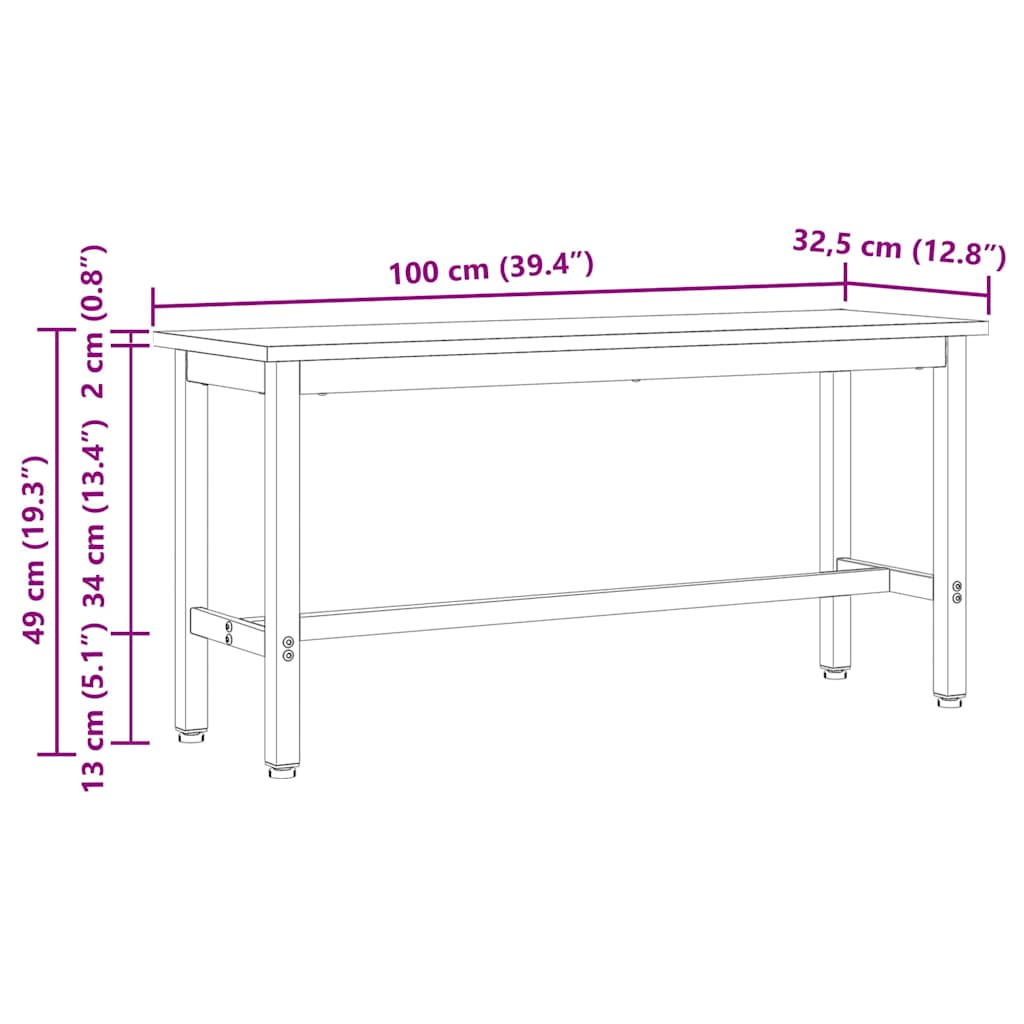 Banc de salle à manger Blanc 100 x 32,5 x 49 cm - XIOS