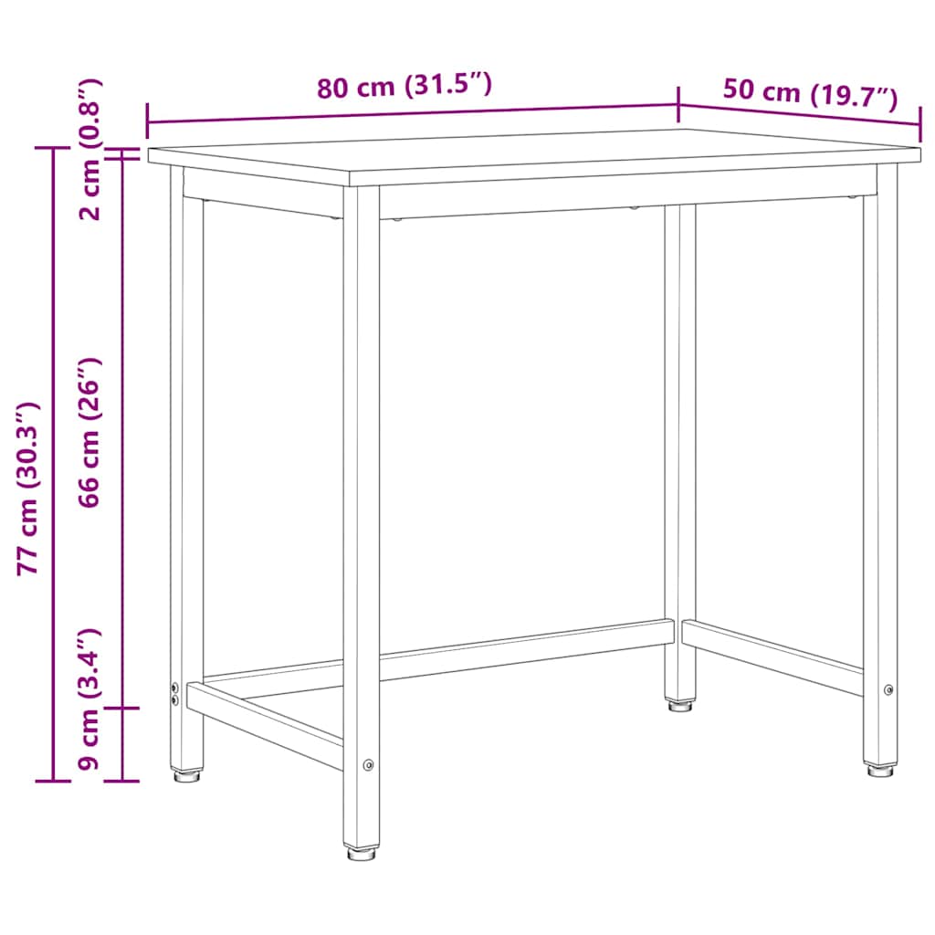 table Naturel 80 x 50 x 77 cm Bois d'ingénierie et acier - XIOS