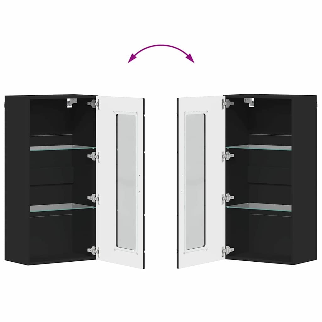 Meuble mural avec porte Noir 55 x 29 x 100 cm Bois d'ingénierie - XIOS