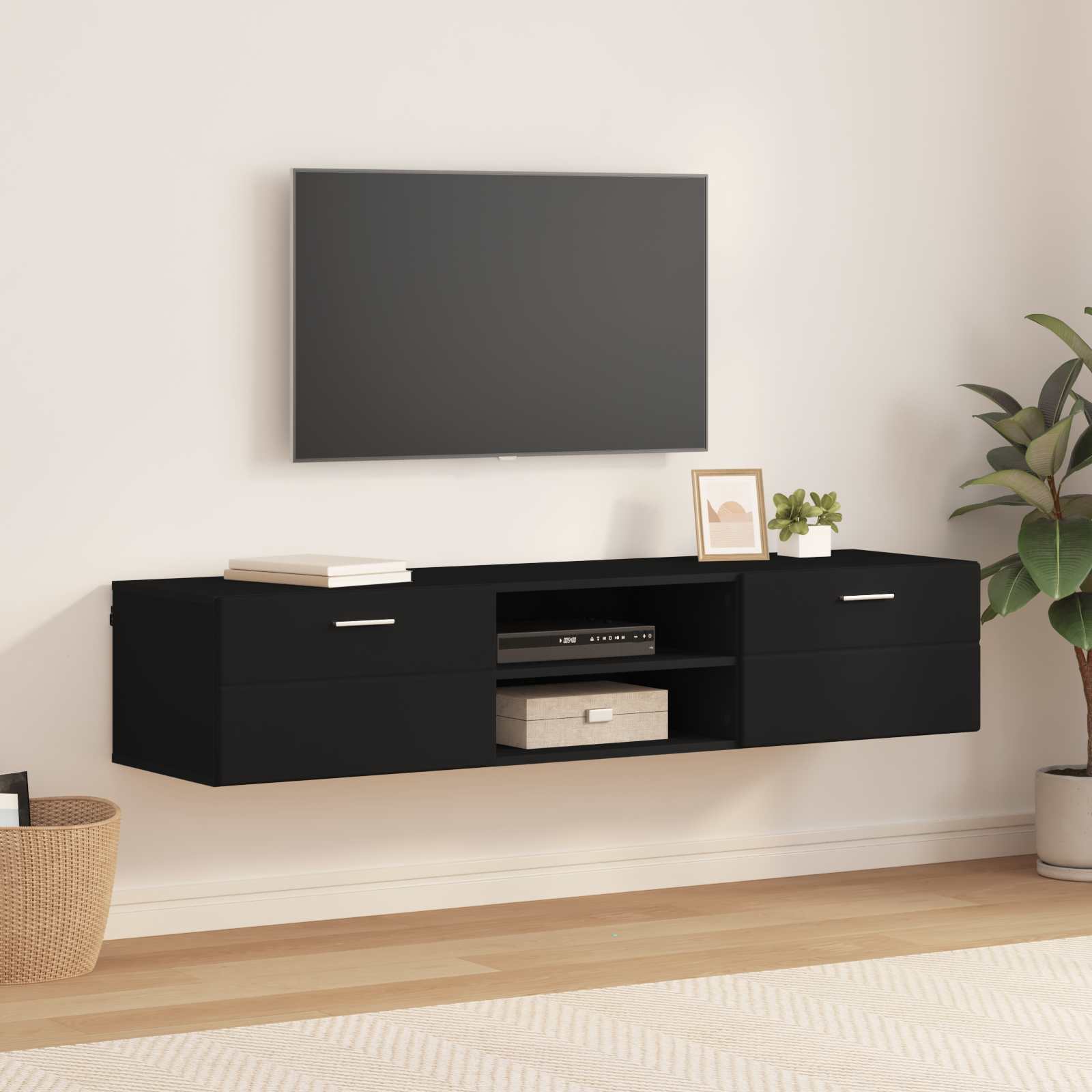 Cabinet en Bois Noir 150 x 39 x 30 cm Bois d'ingénierie - XIOS