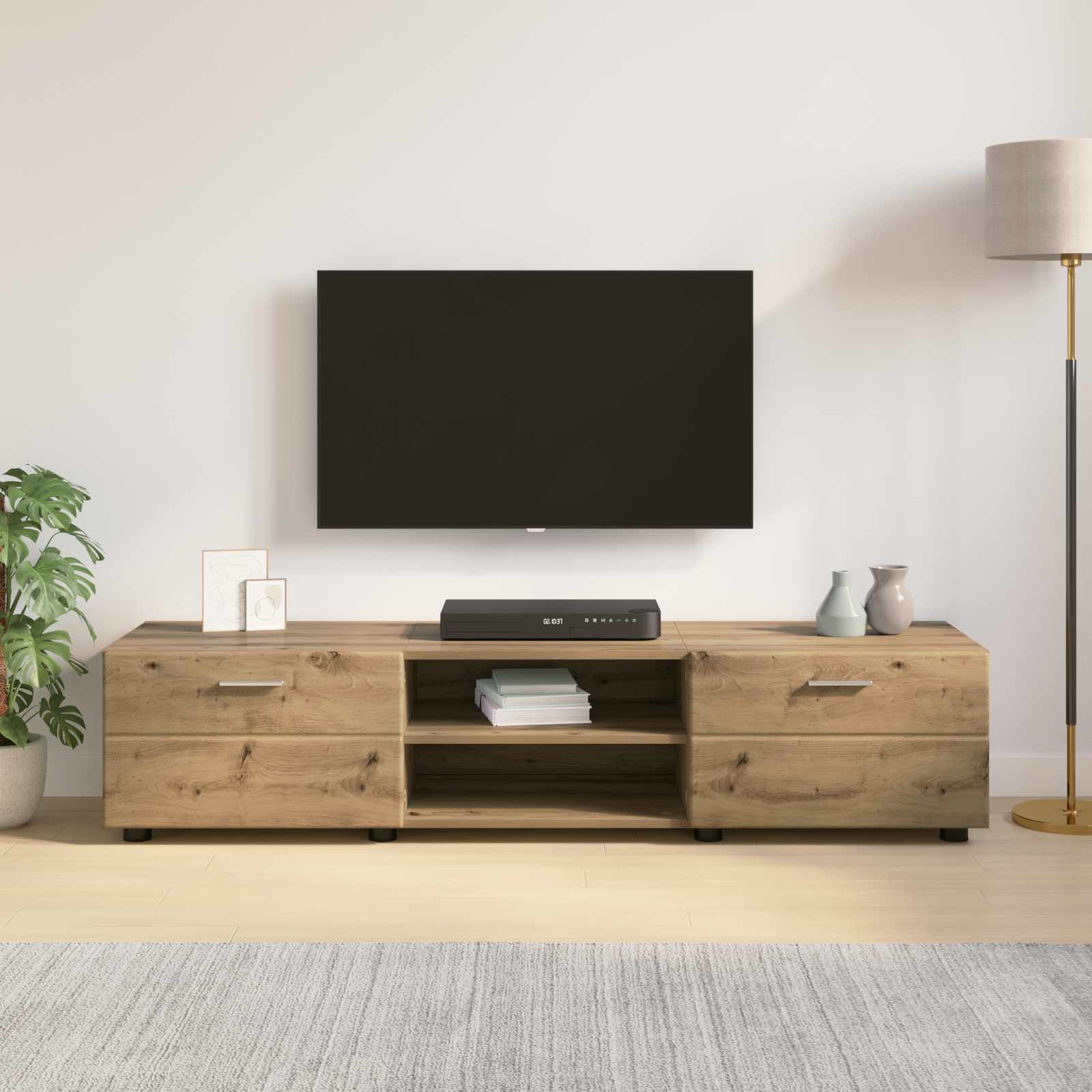 Cabinet en Bois avec tiroir Chêne artisanal 150 x 39 x 30 cm - XIOS