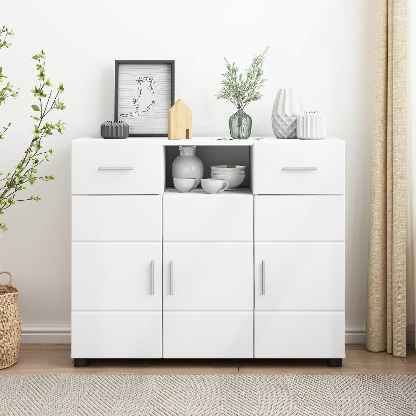 Cabinet en Bois Blanc 88,5 x 30,5 x 73 cm Bois d'ingénierie - XIOS