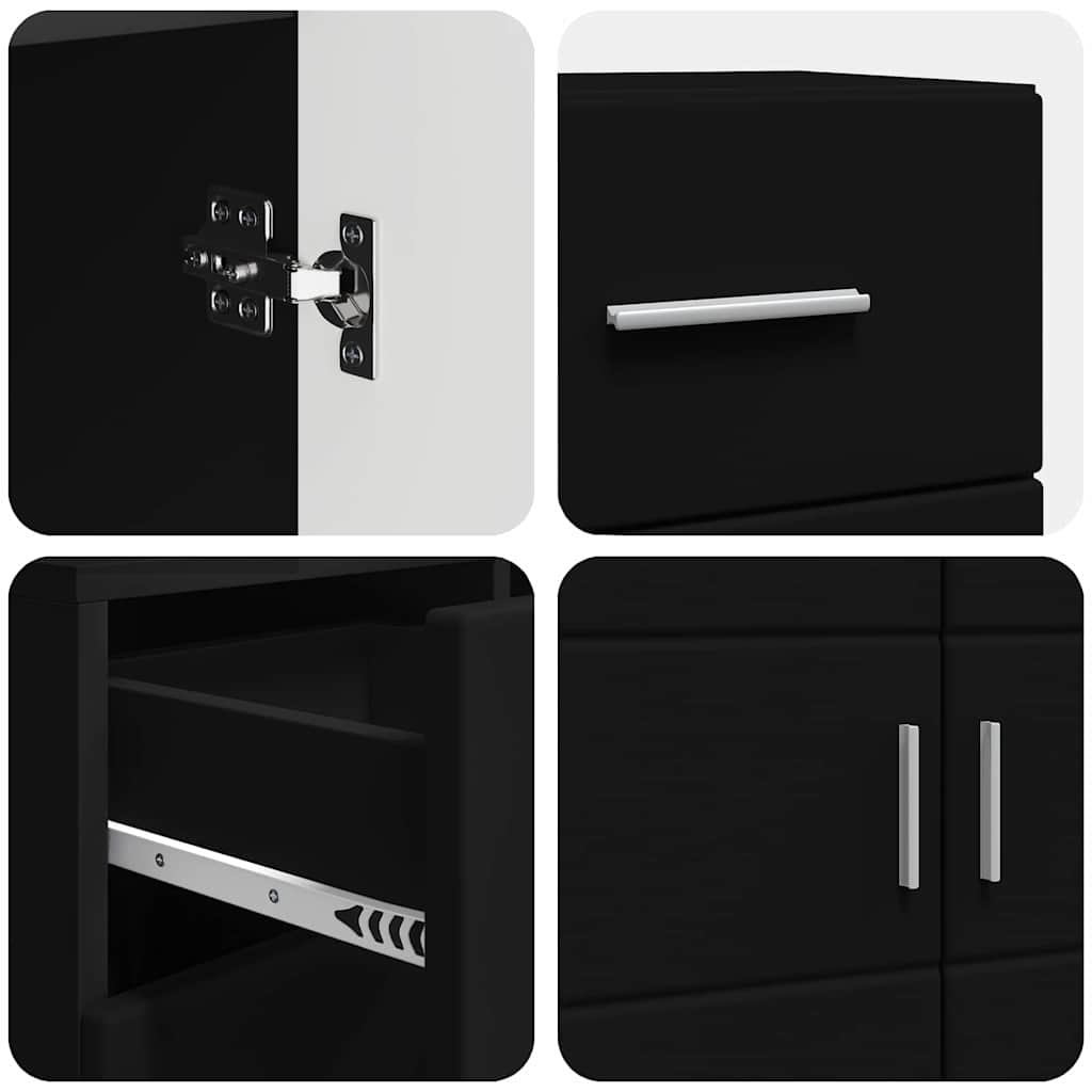 Buffet avec tiroir Noir 88.5 x 30.5 x 73 cm Bois d'ingénierie - XIOS