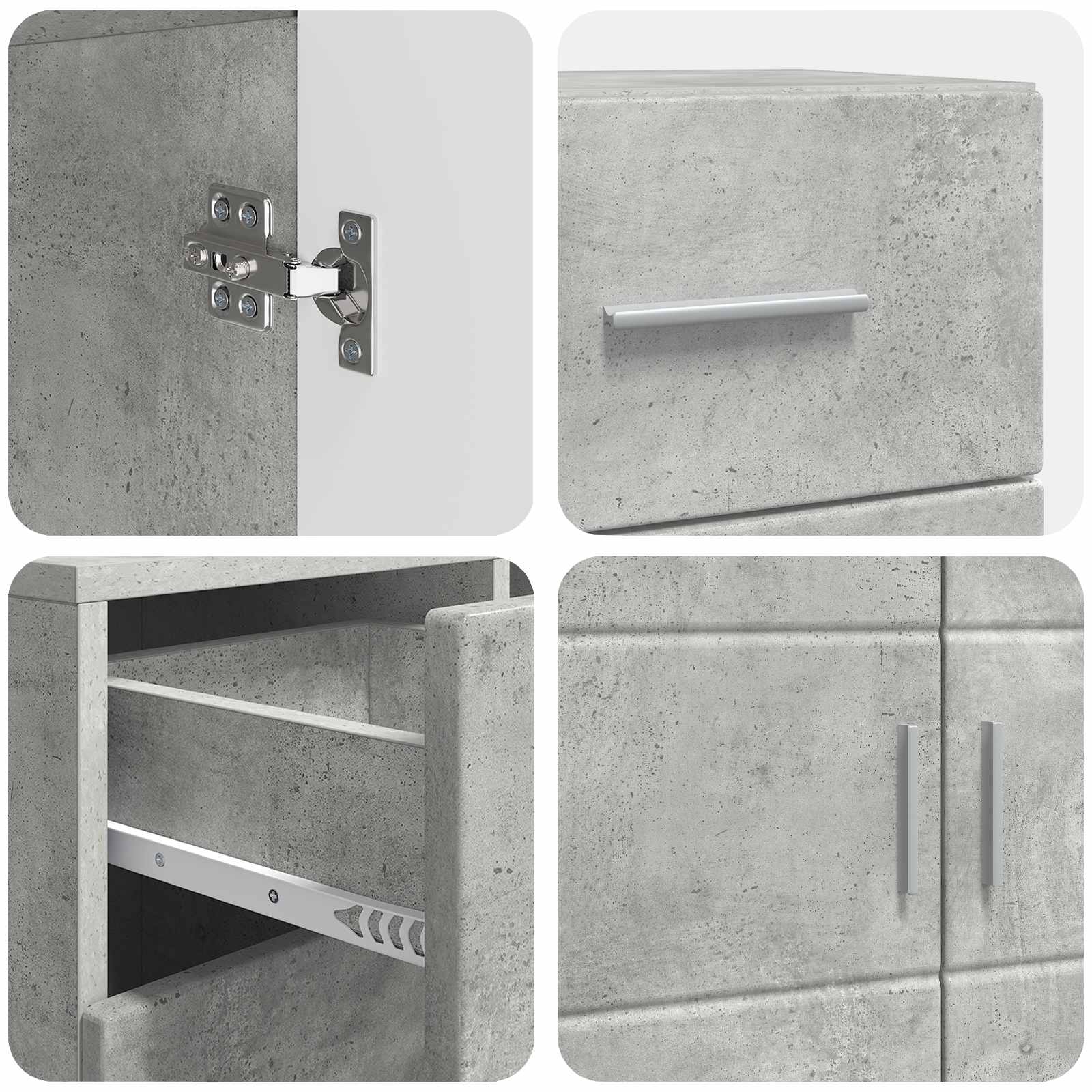 Cabinet en Bois avec tiroir Gris béton 88,5 x 30,5 x 73 cm - XIOS