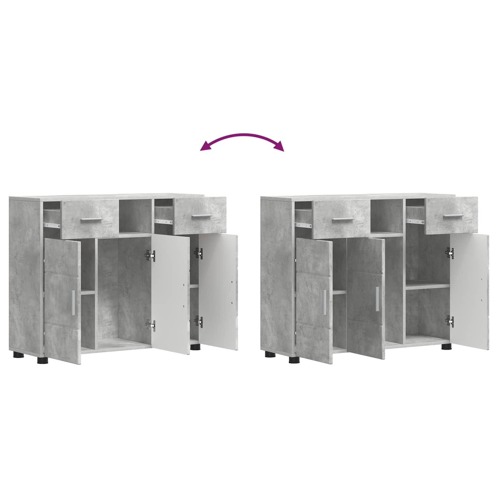 Cabinet en Bois avec tiroir Gris béton 88,5 x 30,5 x 73 cm - XIOS