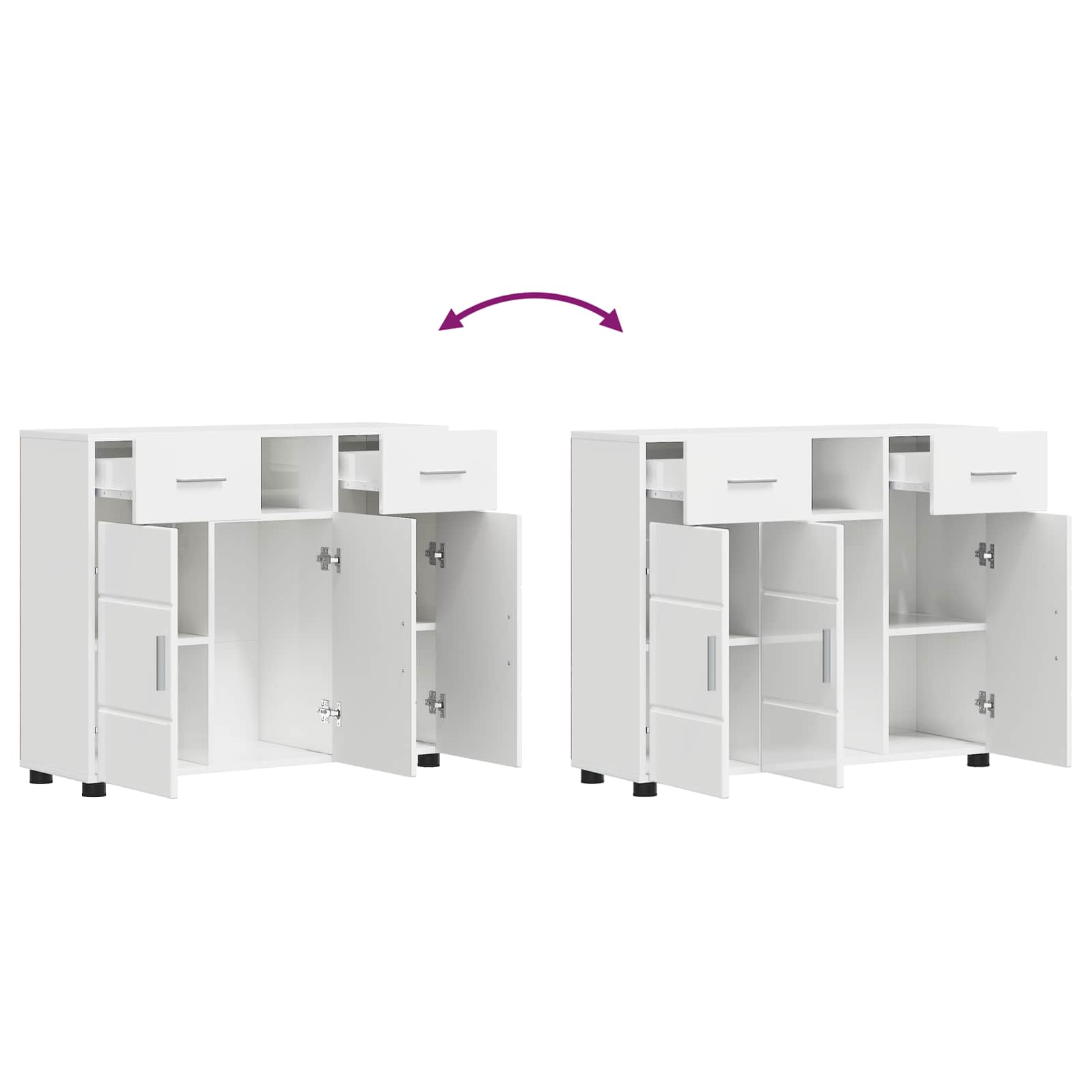 Cabinet en Bois avec tiroir Blanc brillant 88,5 x 30,5 x 73 cm