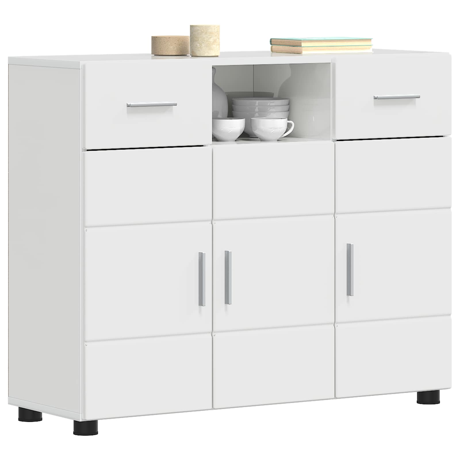 Cabinet en Bois avec tiroir Blanc brillant 88,5 x 30,5 x 73 cm