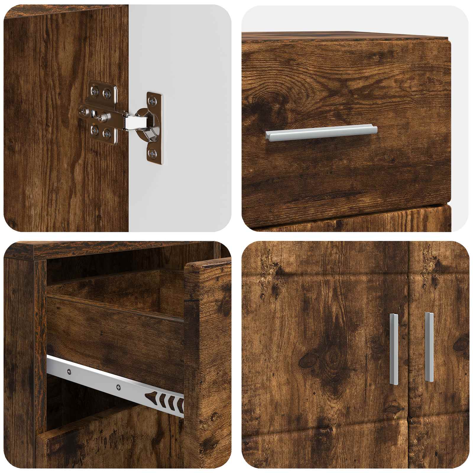 Cabinet en Bois avec tiroir Chêne fumé 88,5 x 30,5 x 73 cm - XIOS