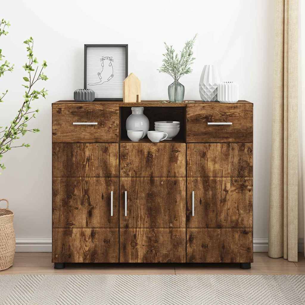 Cabinet en Bois avec tiroir Chêne fumé 88,5 x 30,5 x 73 cm - XIOS