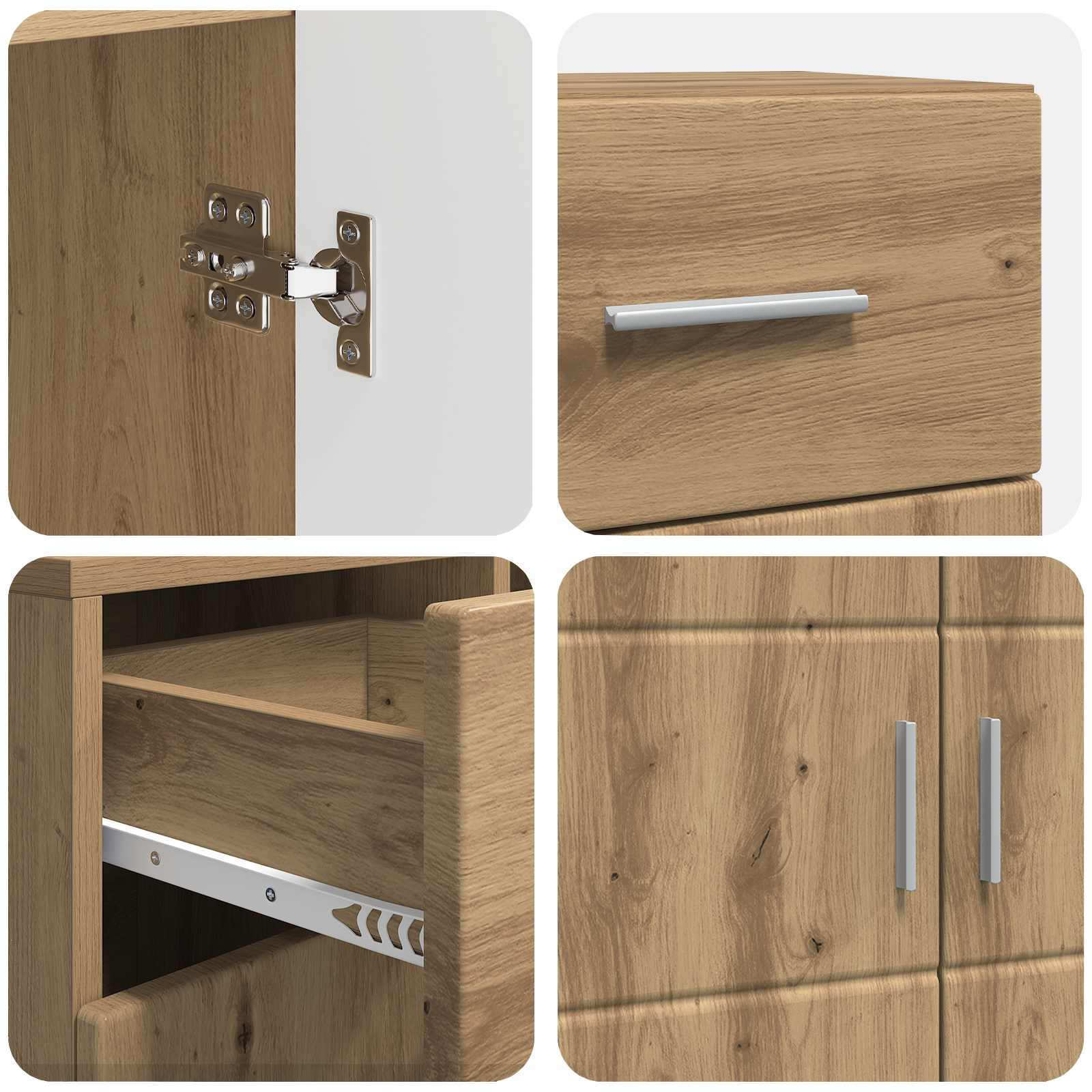 Cabinet en Bois avec tiroir Chêne artisanal 88,5 x 30,5 x 73 cm - XIOS