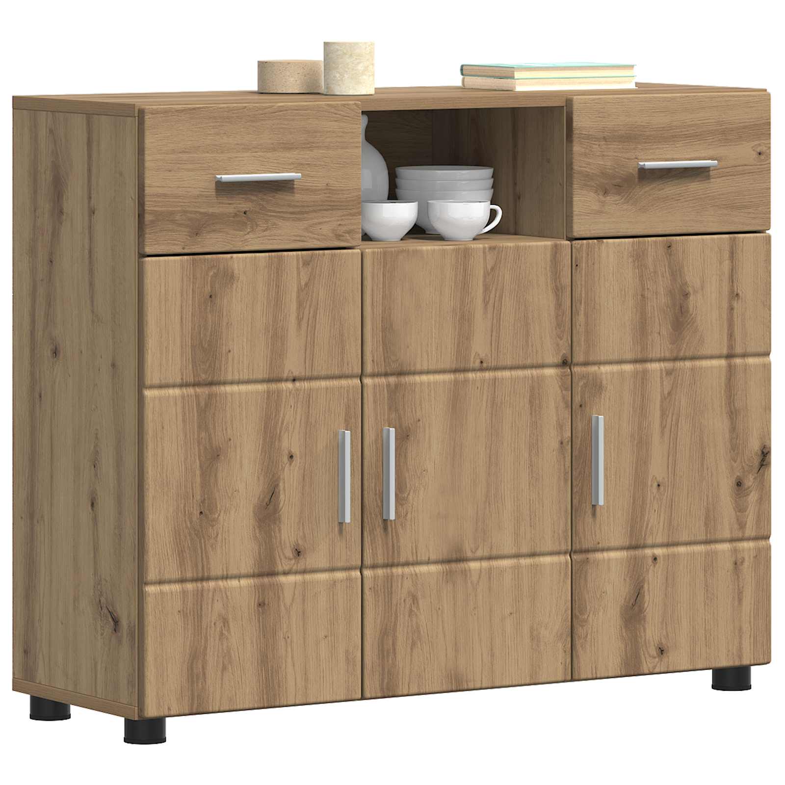 Cabinet en Bois avec tiroir Chêne artisanal 88,5 x 30,5 x 73 cm - XIOS