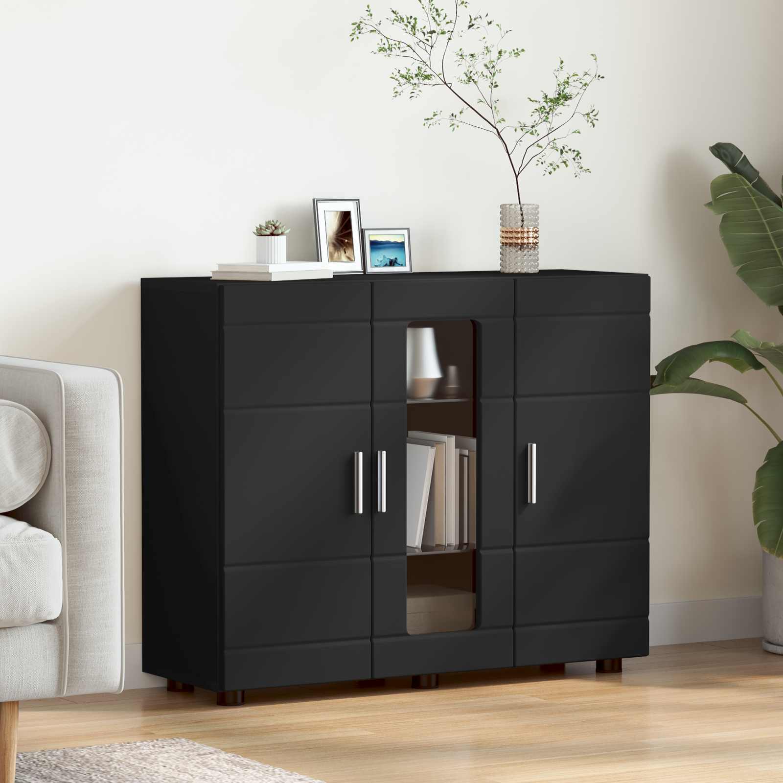 Cabinet en Bois Noir 88,5 x 30,5 x 73 cm Bois d'ingénierie - XIOS