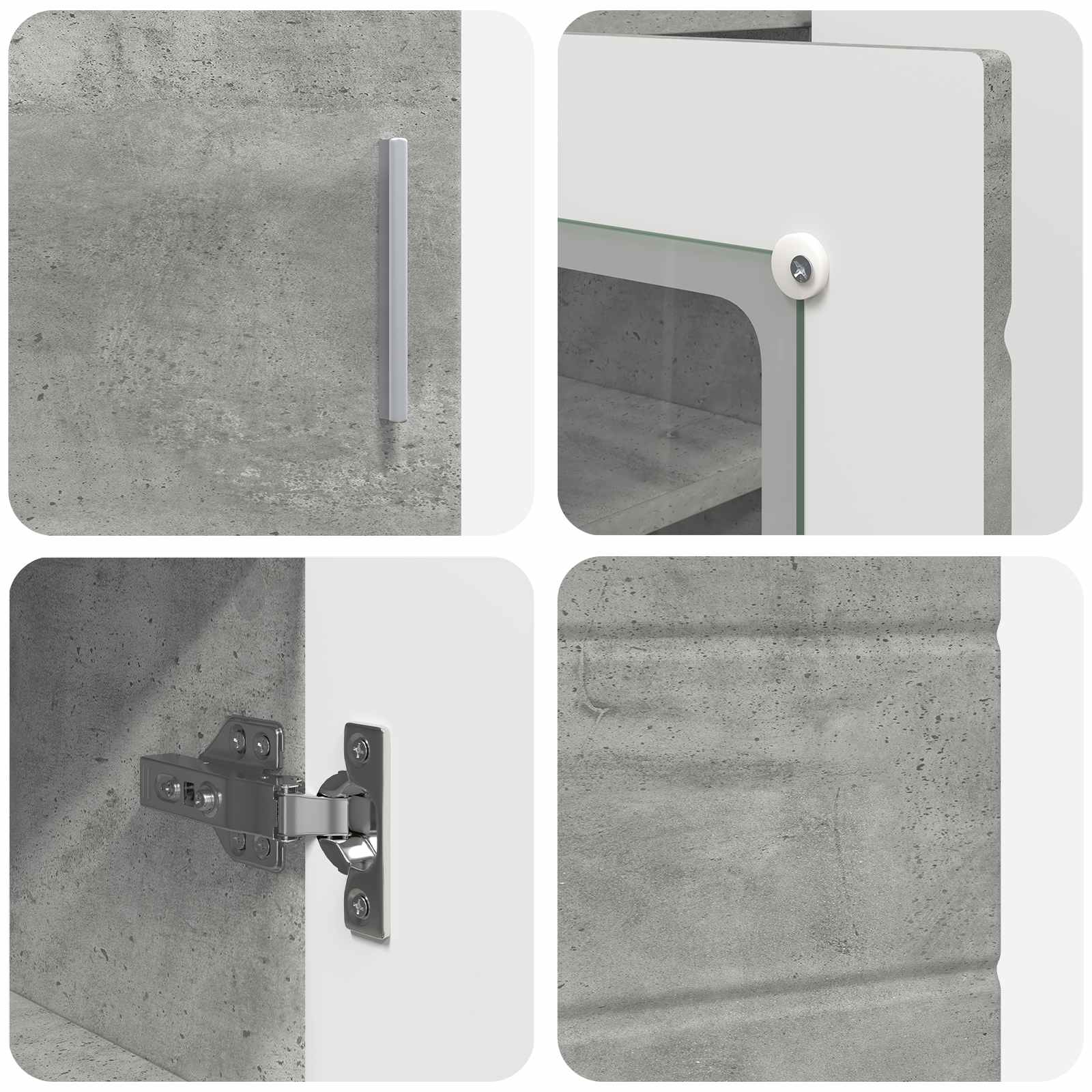 Cabinet en Bois avec stockage Gris béton 88,5 x 30,5 x 73 cm - XIOS