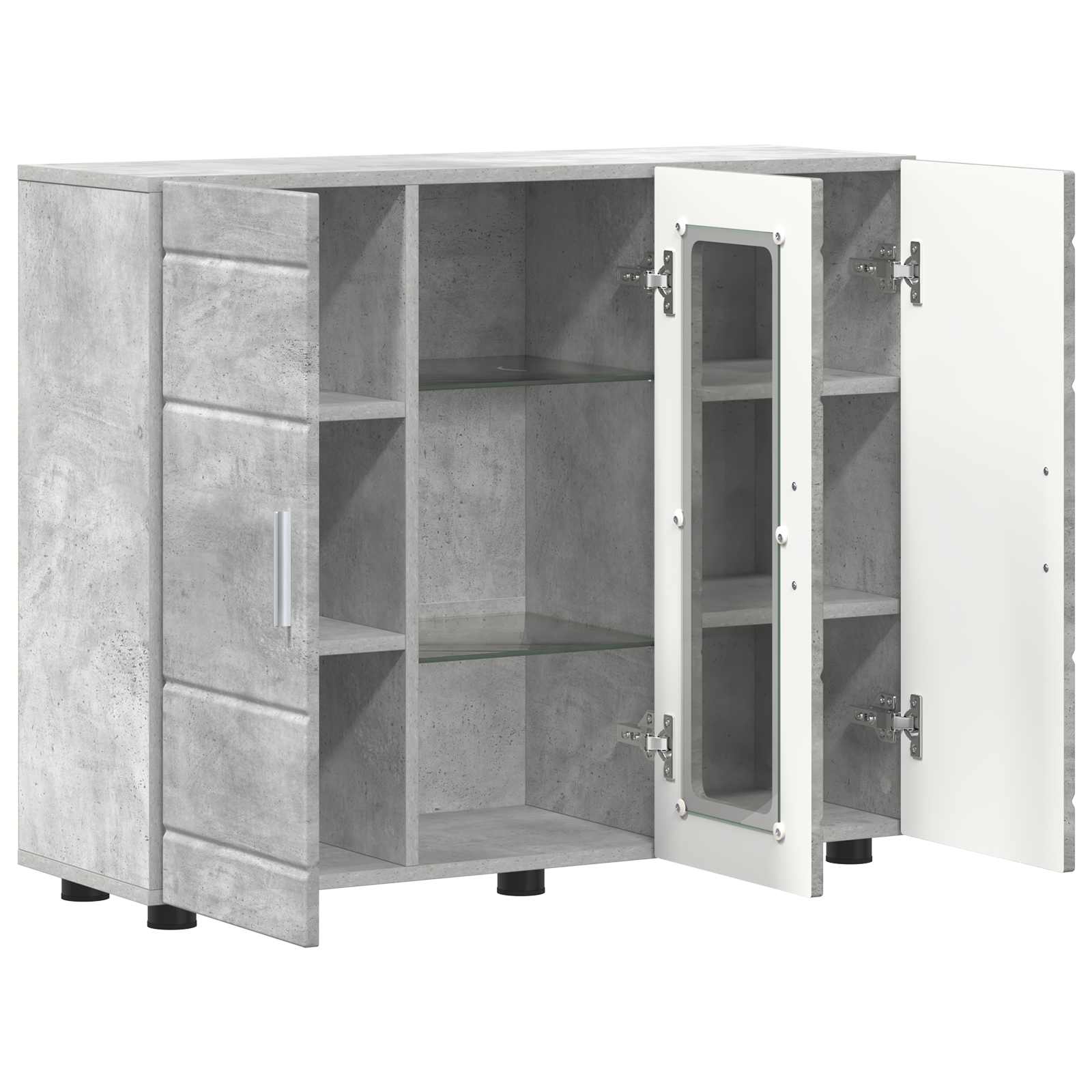 Cabinet en Bois avec stockage Gris béton 88,5 x 30,5 x 73 cm - XIOS