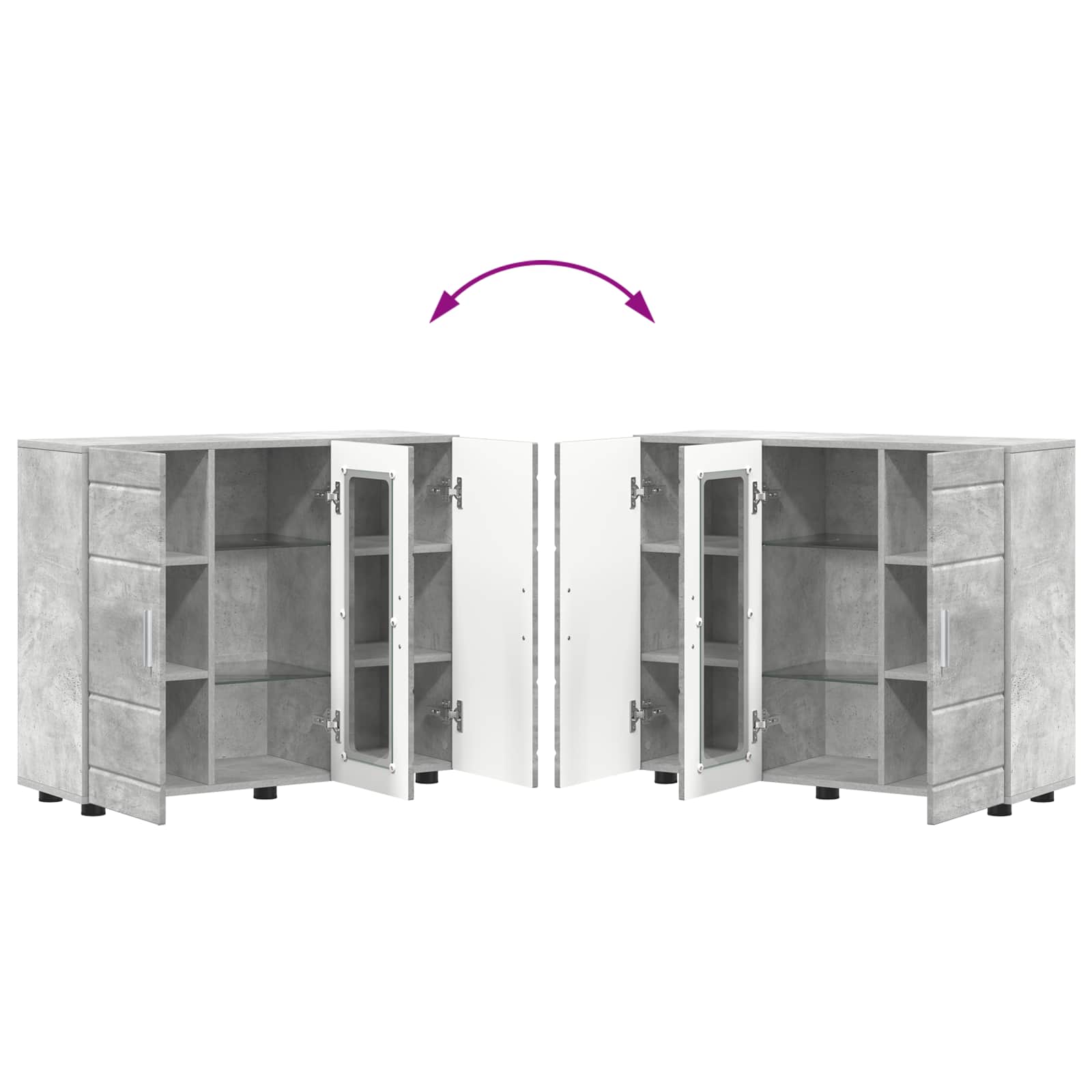 Cabinet en Bois avec stockage Gris béton 88,5 x 30,5 x 73 cm - XIOS