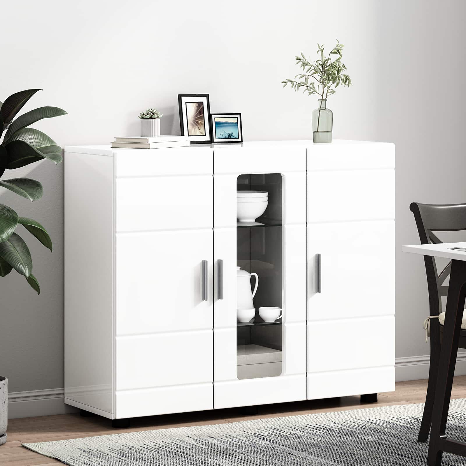 Cabinet en Bois Blanc brillant 88,5 x 30,5 x 73 cm - XIOS