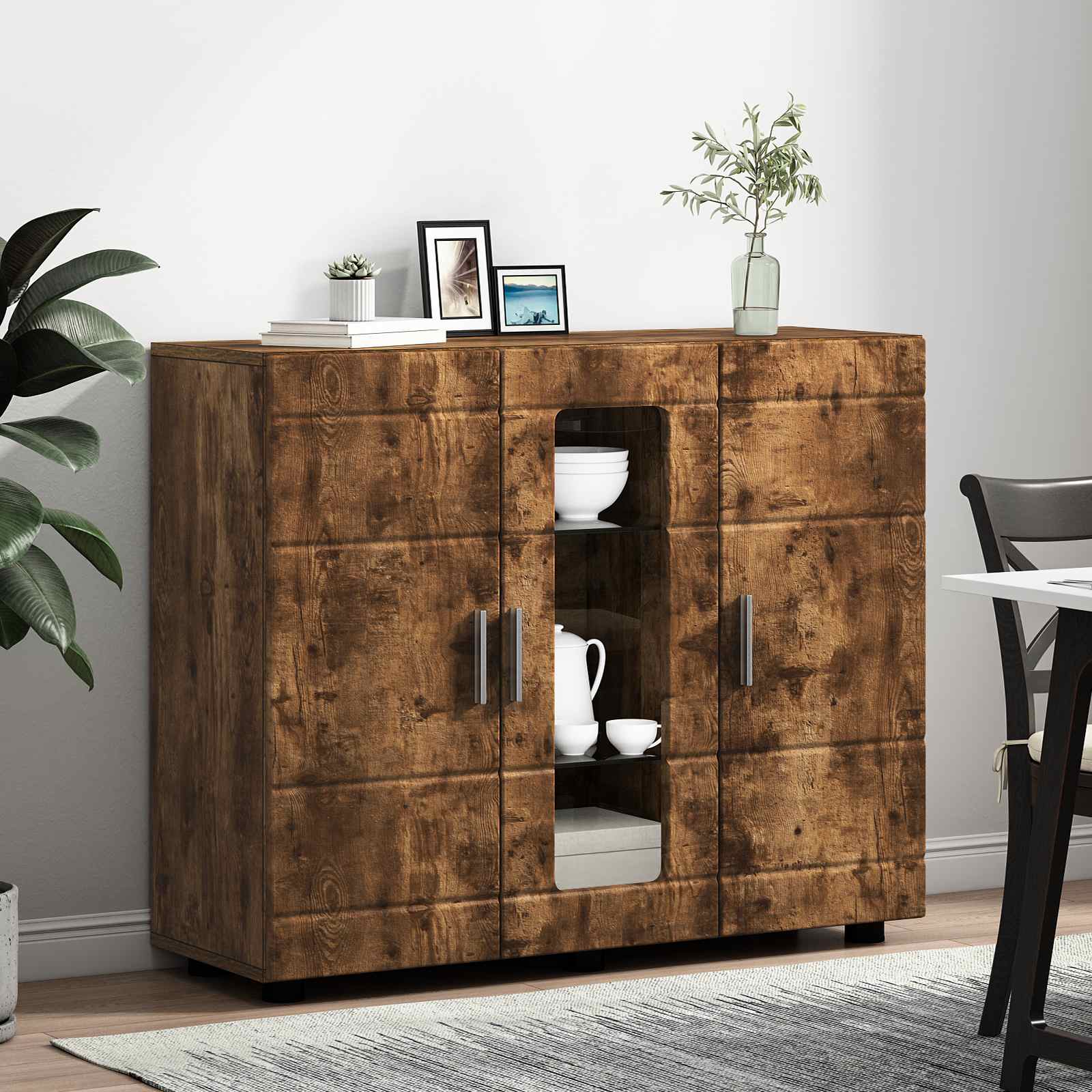Cabinet en Bois avec stockage Chêne fumé 88,5 x 30,5 x 73 cm - XIOS
