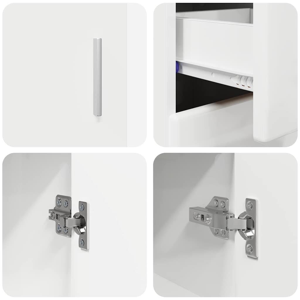 Buffet avec étagère FLORIN Blanc brillant 88,5 x 30,5 x 73 cm
