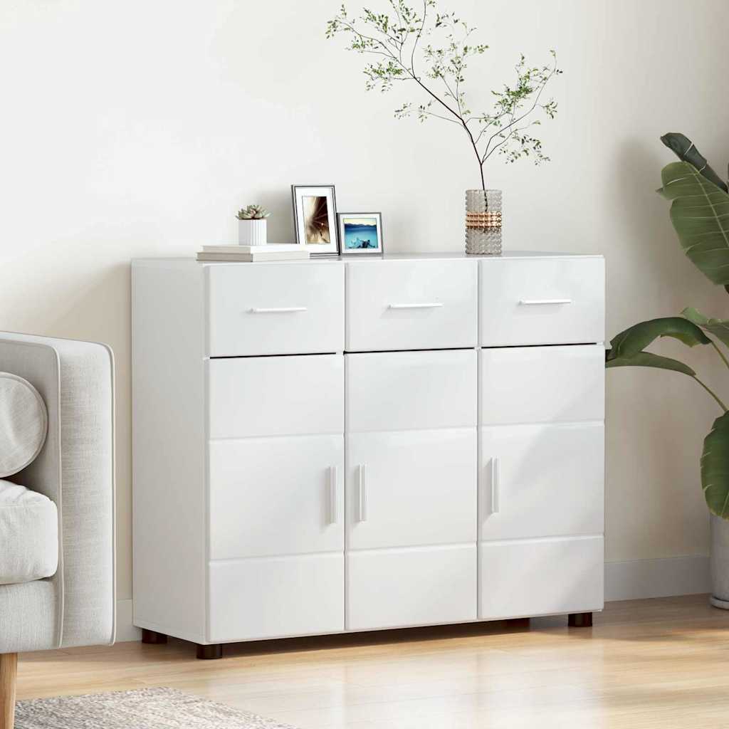 Buffet avec étagère FLORIN Blanc brillant 88,5 x 30,5 x 73 cm