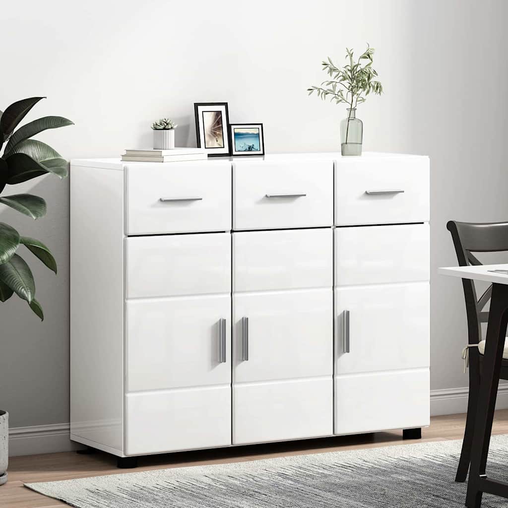 Buffet avec étagère FLORIN Blanc brillant 88,5 x 30,5 x 73 cm