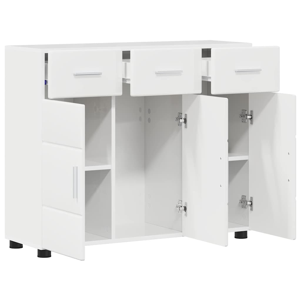 Buffet avec étagère FLORIN Blanc brillant 88,5 x 30,5 x 73 cm
