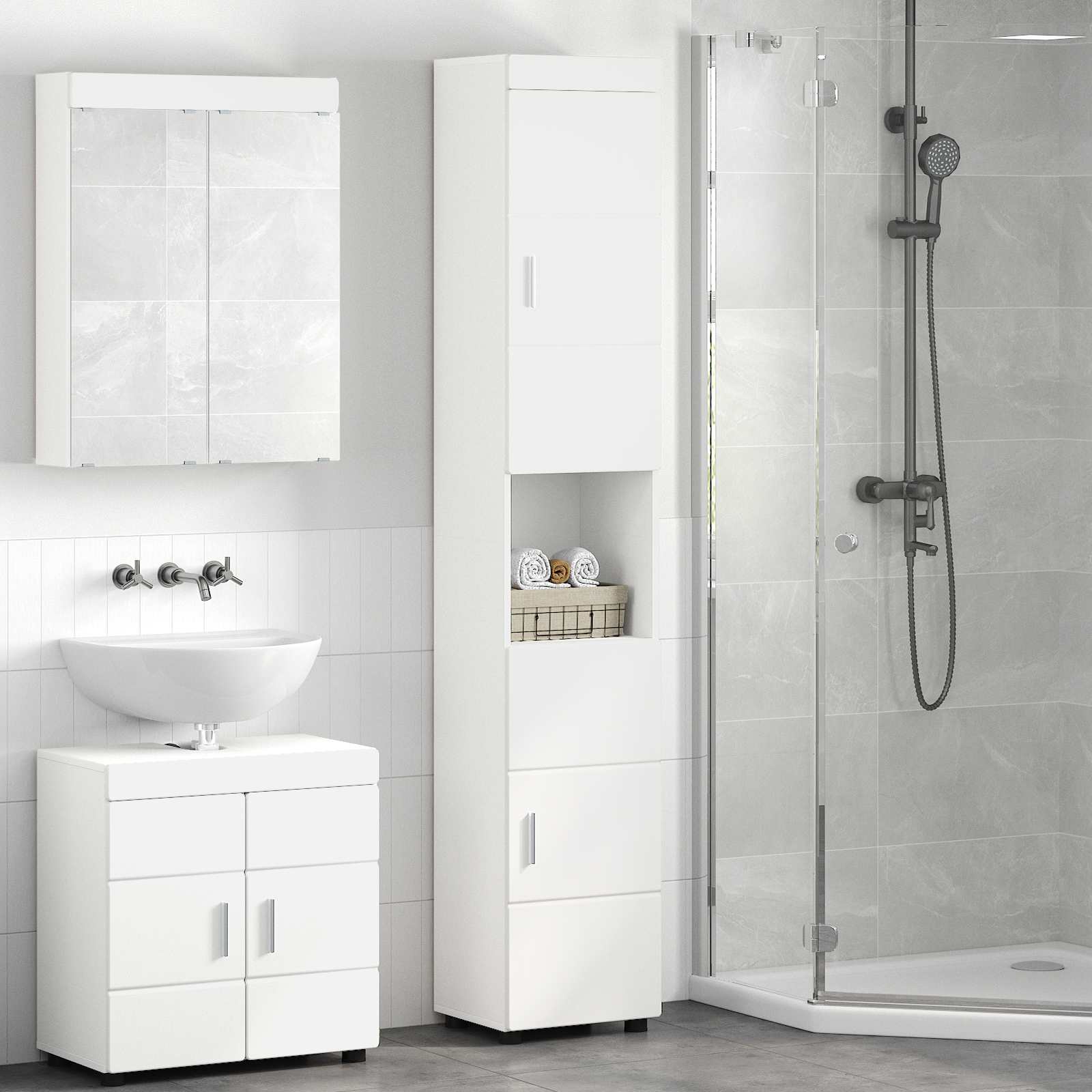Ensemble d'armoire de salle de bain TULUM Blanc - XIOS