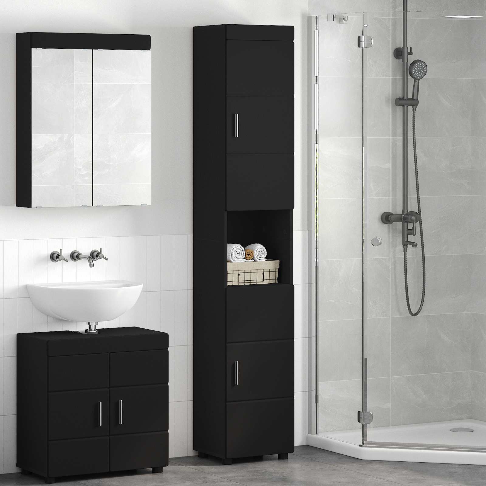 Ensemble d'armoire de salle de bain TULUM Noir - XIOS