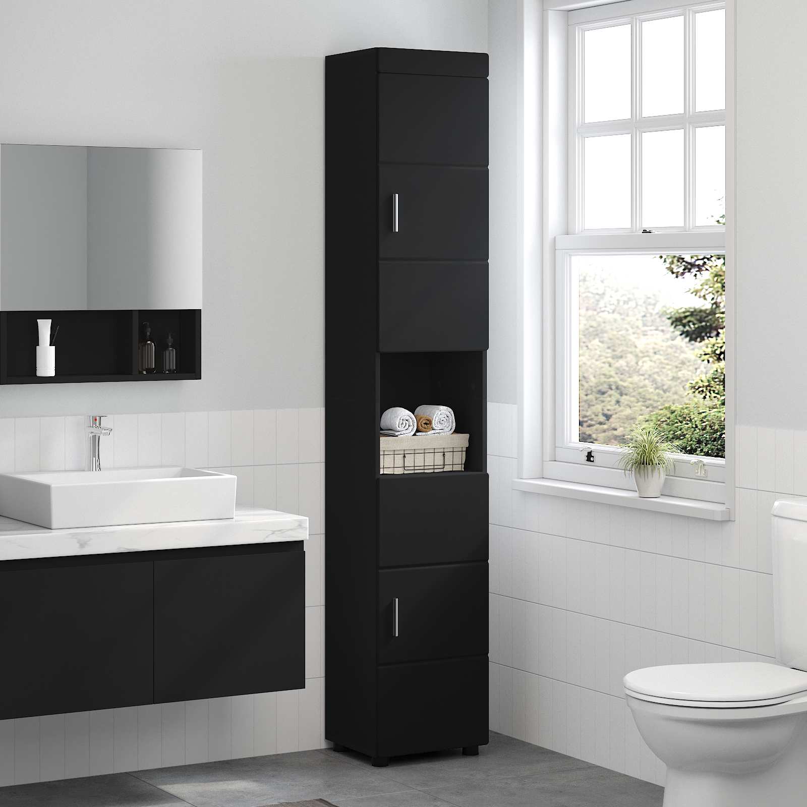 Ensemble d'armoire de salle de bain TULUM Noir - XIOS