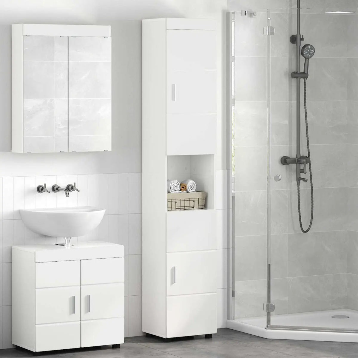 Ensemble d’armoire de salle de bain TULUM Blanc brillant - XIOS
