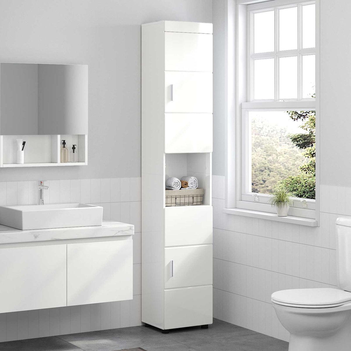 Ensemble d'armoire de salle de bain TULUM Blanc brillant