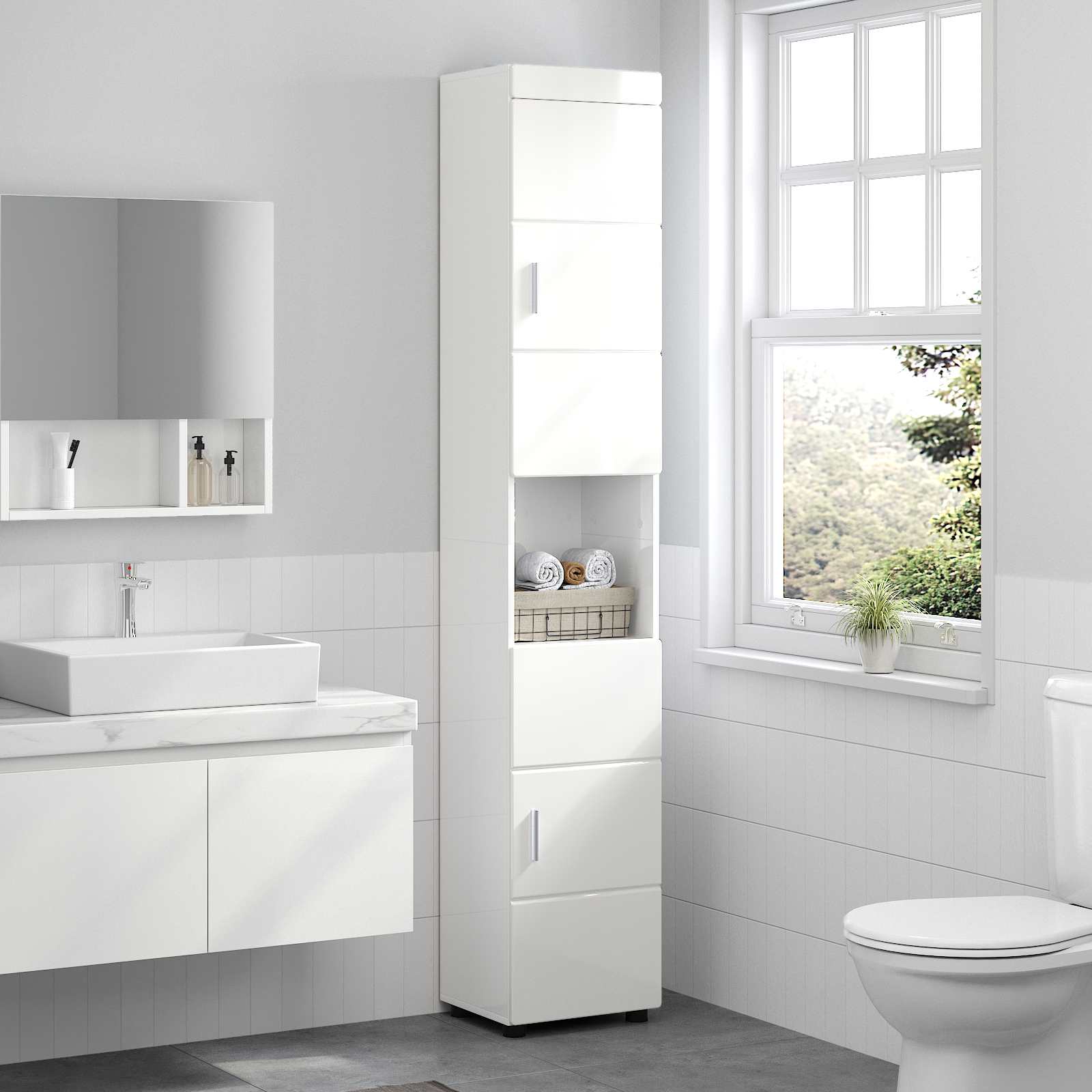Ensemble d'armoire de salle de bain TULUM Blanc brillant - XIOS