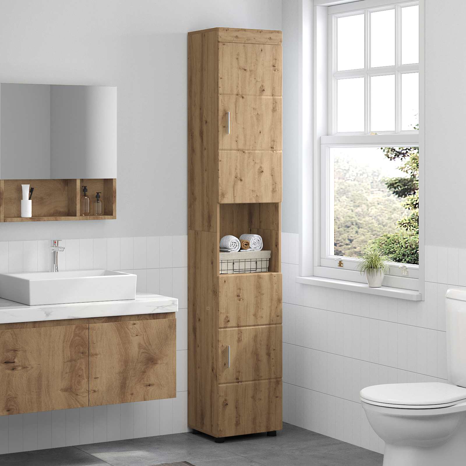 Ensemble d'armoire de salle de bain TULUM Chêne artisanal