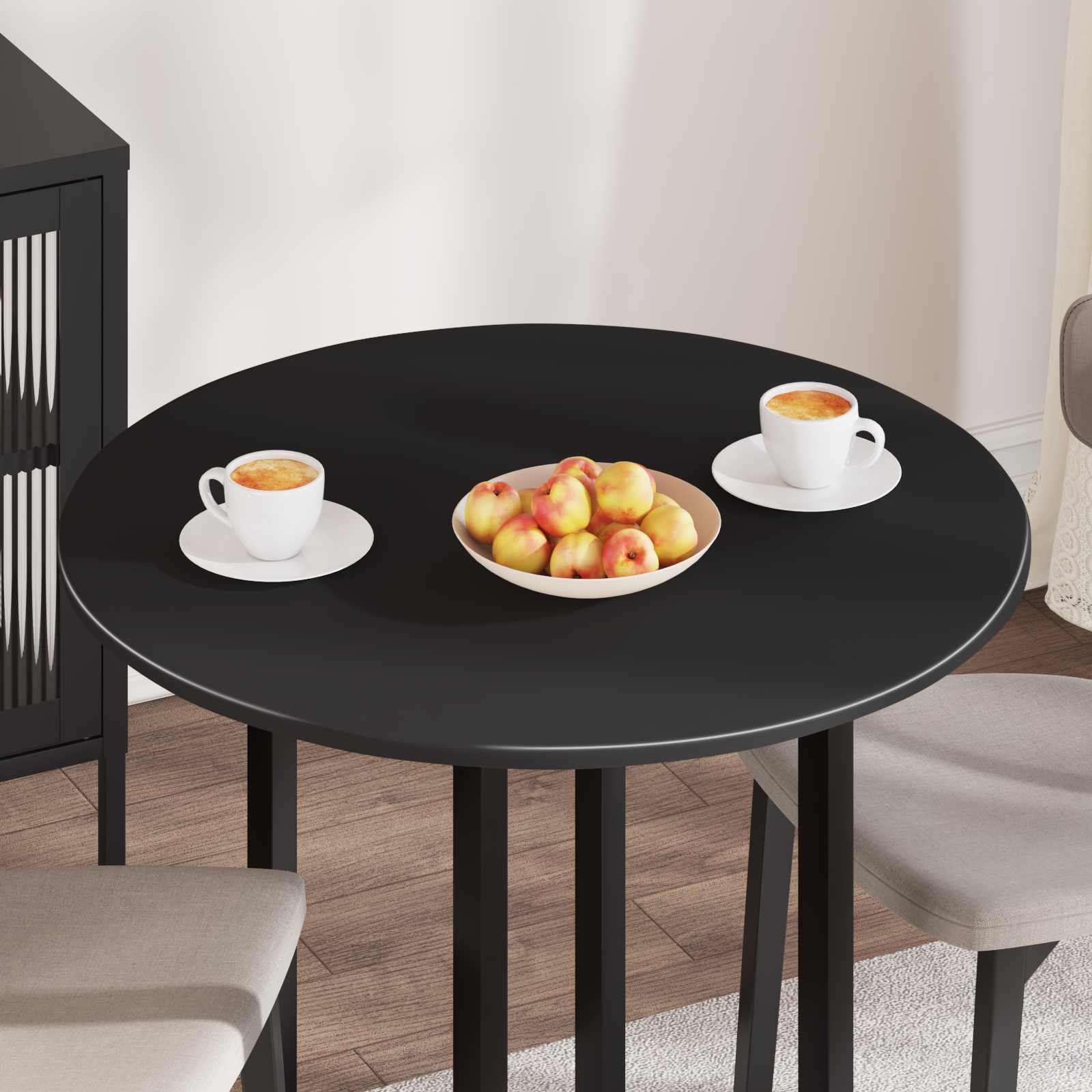 Plateau de table Noir Ø 80 x 1,5 cm Bois d'ingénierie - XIOS