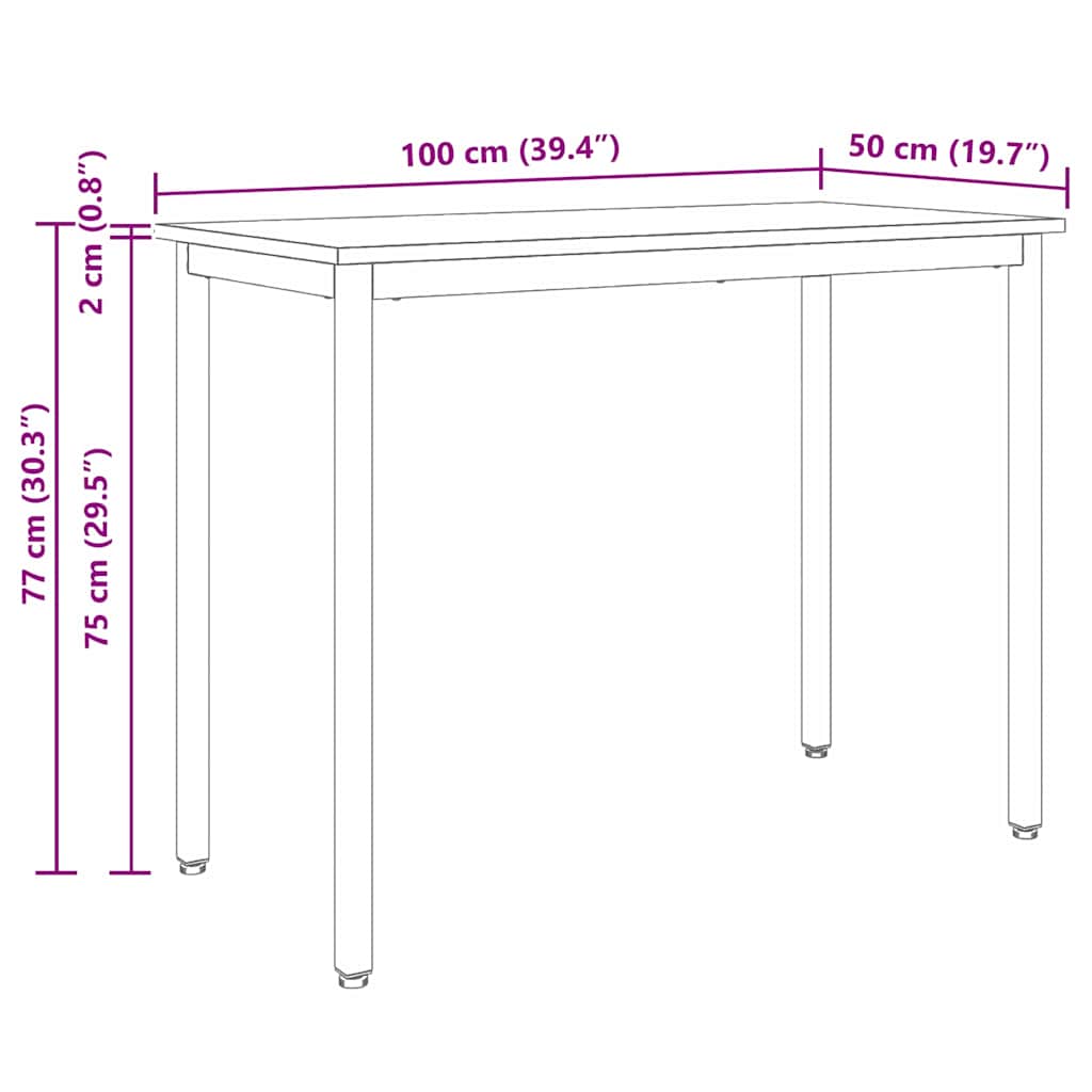 table Naturel 100 x 50 x 77 cm Bois d'ingénierie et acier - XIOS