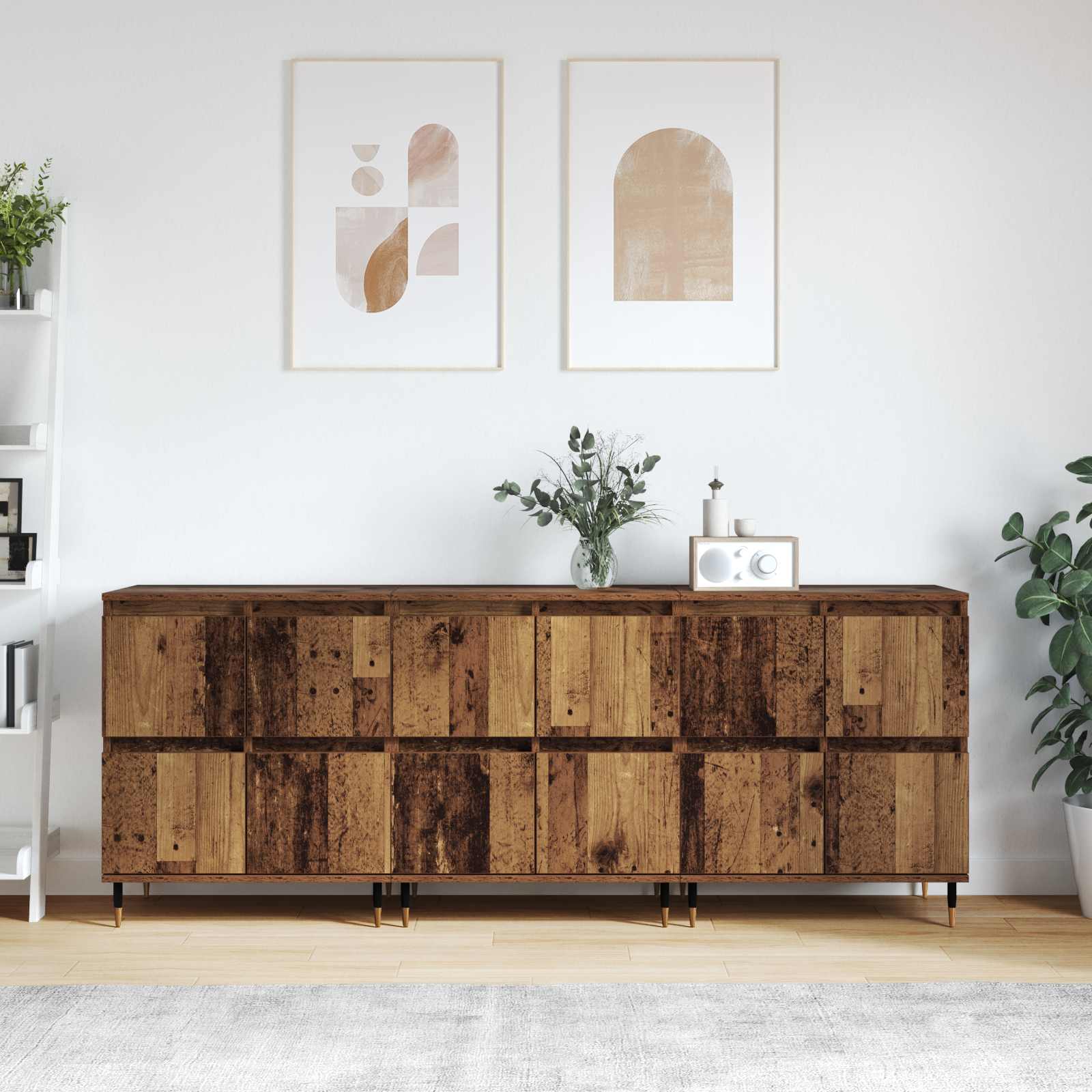 Armoire de rangement 3 pc Bois ancien 60 x 35 x 70 cm - XIOS