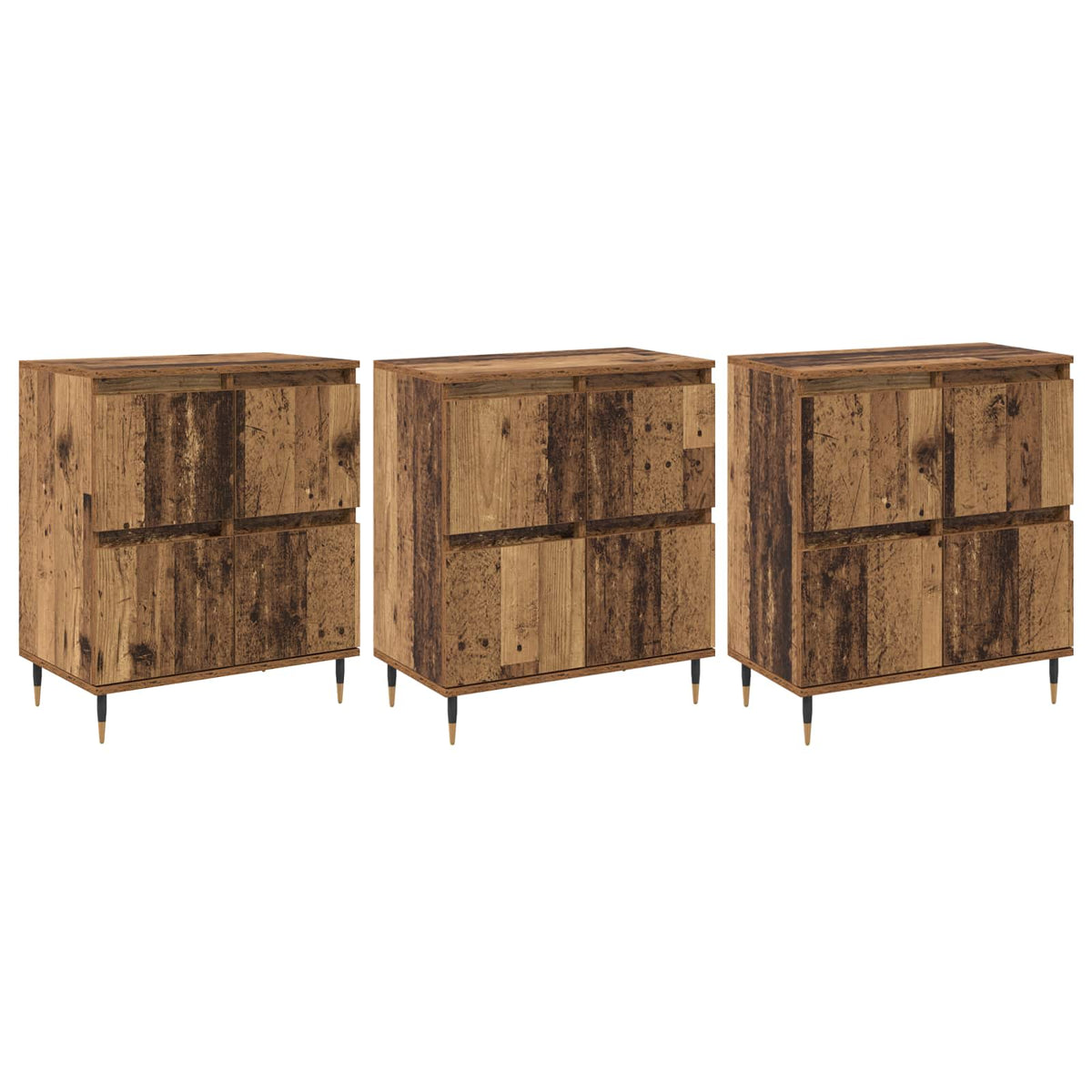 Armoire de rangement 3 pc Bois ancien 60 x 35 x 70 cm - XIOS