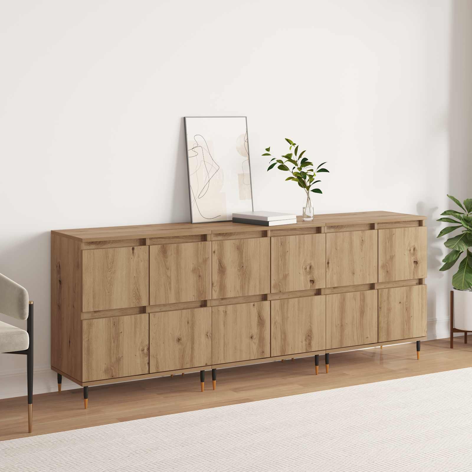 Armoire de rangement 3 pc Chêne artisanal 60 x 35 x 70 cm - XIOS